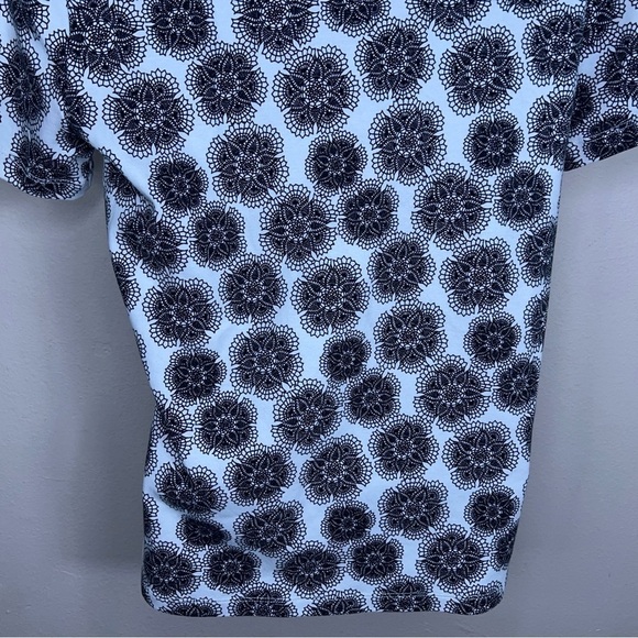 MEDIUM WHITE STAG BLACK WHITE GEOMETRIC BOHO TEE SHORT SLEEVE CASUAL STRETCH - Picture 6 of 9